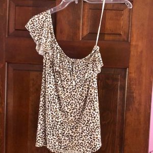 Forever 21 one shoulder leopard top